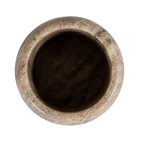 Creative Co-Op Modern Marble Canister with Wood Lid - 3" Round x 4"H