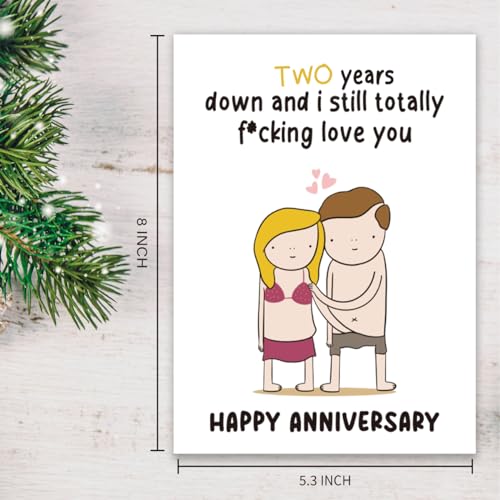 Funny 2nd Anniversary Card for Couples - Blank Inside