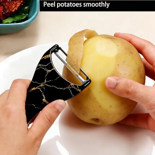 Ergonomic Vegetable Peeler with Stainless Steel Blade - Lightning Pattern