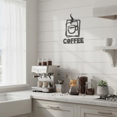 Coffee Metal Wall Art Decor - Set of 2, 9 Inch, Black
