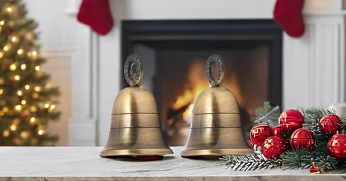 Indian Brass Jingle Bells for Home Decor Crafting & Door Decorations - 4 Plain