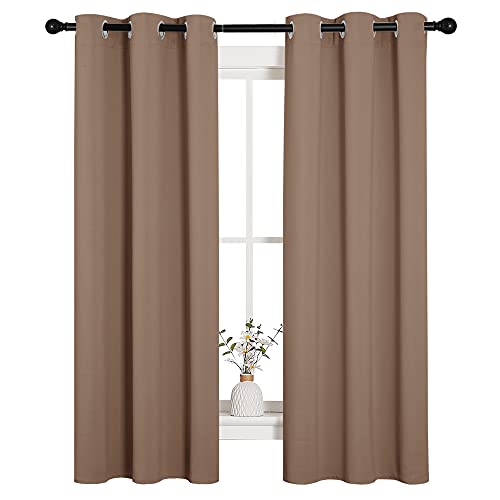 NICETOWN Cappuccino Blackout Curtains, 34"W x 63"L, 2 Panels