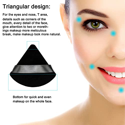 Black Velvet Triangle Powder Puffs 12-Pack Soft Face Sponge