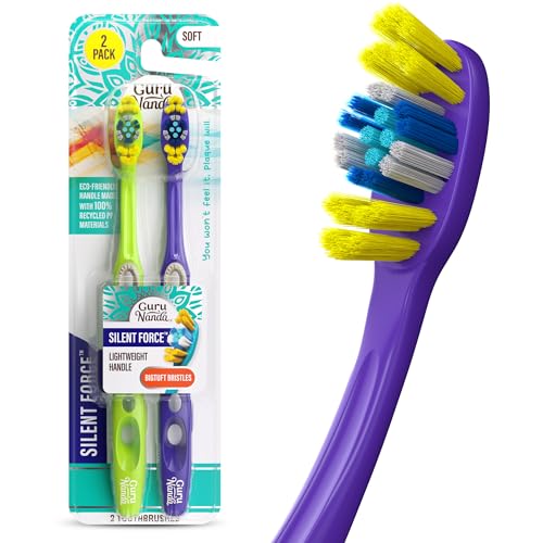 GuruNanda Silent Force Toothbrush Big Tuft Bristles 2 Pack