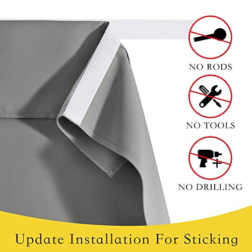 NICETOWN Silver Grey Adhesive Thermal Insulated Curtain 26"W x 80"L