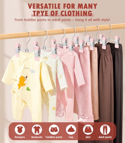 DOIOWN 10 Pack Baby Pants Hangers with Clips - Non-Slip Closet Organizer