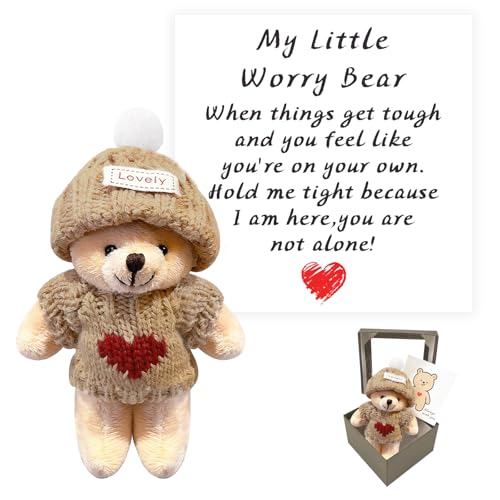Mini Handcrafted Worry Bear Gift Set with Inspirational Card