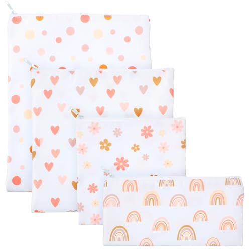 Paterr 4-Piece Reusable Snack & Sandwich Bag Set - Rainbow Design