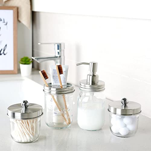 Amolliar 16oz Mason Jar Soap Dispenser with Brushed Nickel Pump
