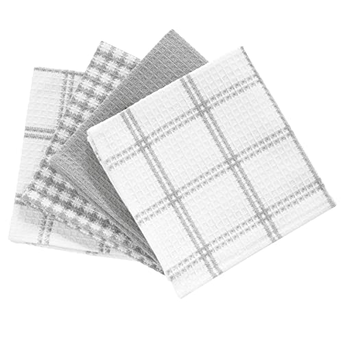 T-Fal Waffle Dish Cloths, 100% Cotton, 12x13 Inch - Grey (4-Pack)