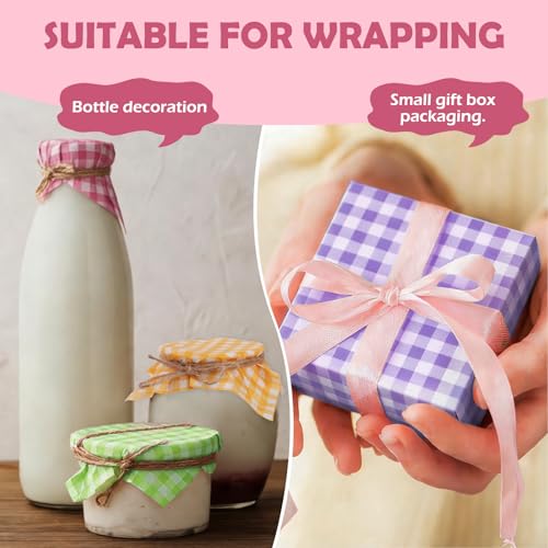 7x7 Inch Baking Parchment Paper - 100 Sheets Gingham Pattern (4 Colors)