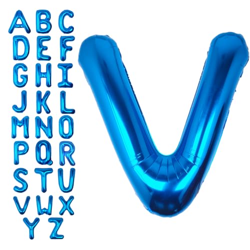40 Inch Blue Letter V Balloon - Giant Mylar Foil for Parties