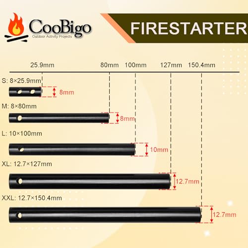 CooBigo 6-Inch Ferrocerium Rod Fire Starter for Camping & Survival