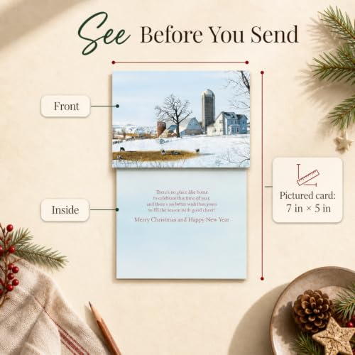 Vintage Christmas Cards Set with Envelopes - 20 Holiday Greeting Cards