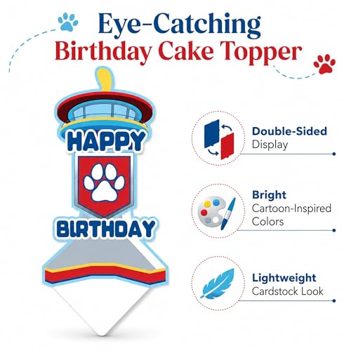 Puppy Rescue Birthday Cake Topper - 5x10 Inch Patrol Tower Party Decor