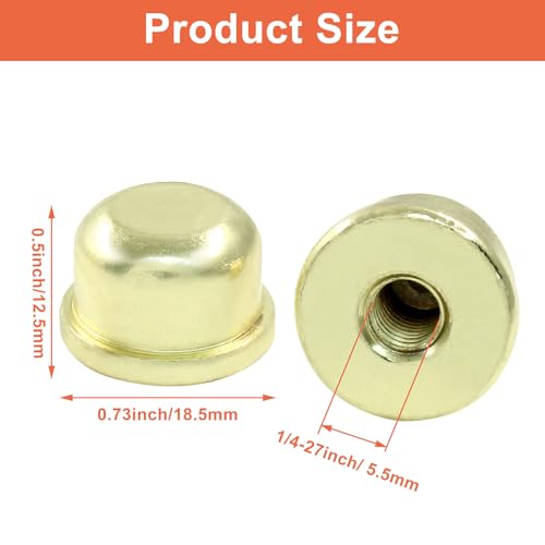 Gold Lamp Finials - 2 Pack Solid Caps for Standard 1/4-27 Threads