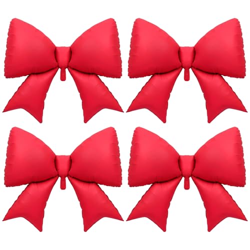 4 Pcs Giant Red Bow Balloons - 38 Inch Foil Decorations for Parties