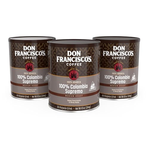 Don Francisco's Colombia Supremo Coffee, Medium Roast, 10oz (Pack of 3)