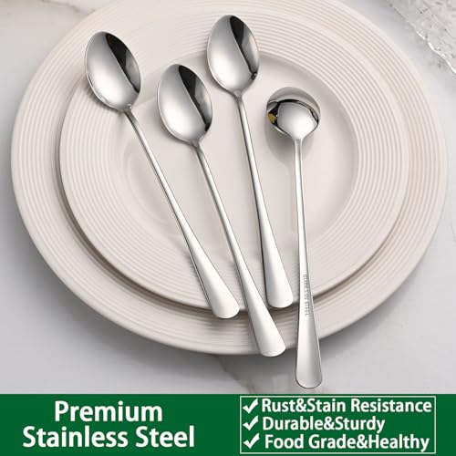 Dehov 7.5-Inch Stainless Steel Iced Tea Spoons, Set of 8 Silver Stirring Spoons