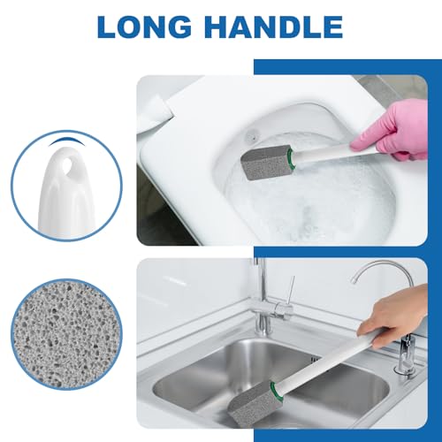 Toilet Bowl Cleaner with Handle - Pumice Stone Set (1 Wand + 6 Stones)