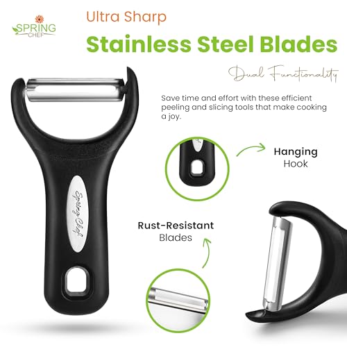 Spring Chef Y Peeler - Ultra-Sharp Stainless Steel Vegetable Peeler - 1 Pack
