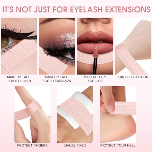 Miuffue Silicone Lash Tape for Eyelash Extensions, Pain-Free Breathable Pink
