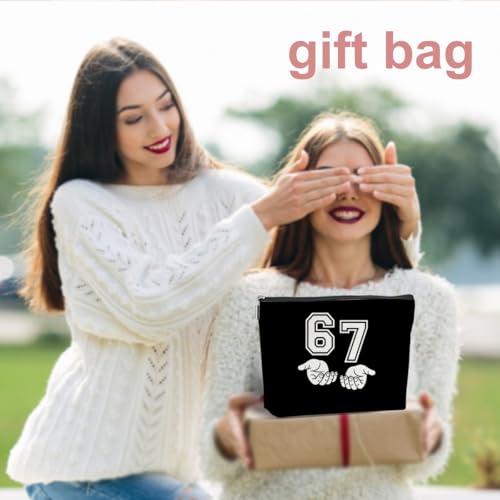 VICBOU Funny Six Seven Meme Makeup Bag Cute Novelty Cosmetic Pouch