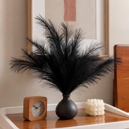 30Pcs Black Faux Pampas Grass, 22'' Fluffy Artificial Stems for Home Decor
