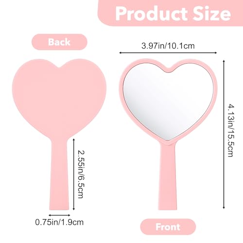 Bremorou Heart Shaped Handheld Makeup Mirror Small Pink Travel Mirror
