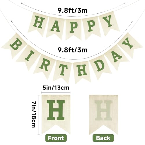 Anwyll Green Happy Birthday Banner - Pre-Strung Burlap Decoration