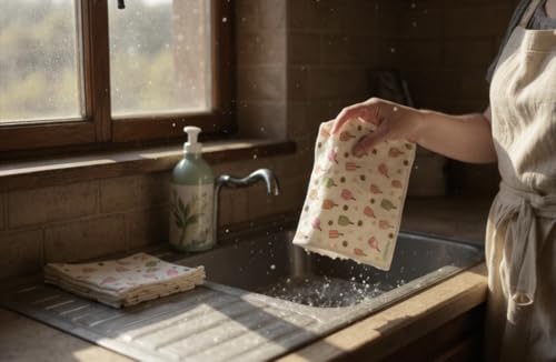 Linhome Swedish Dishcloth - Floral Pickleball Paddle Reusable Sponge