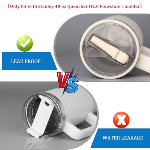 WXRWYPW 2-Pack Black 40oz Stanley Quencher H2.0 Leak-Proof Flip Straw Lids