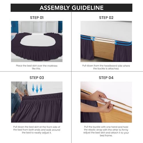 Utopia Bedding Wrap Around Queen Bed Skirt - 16 Inch Drop, Purple