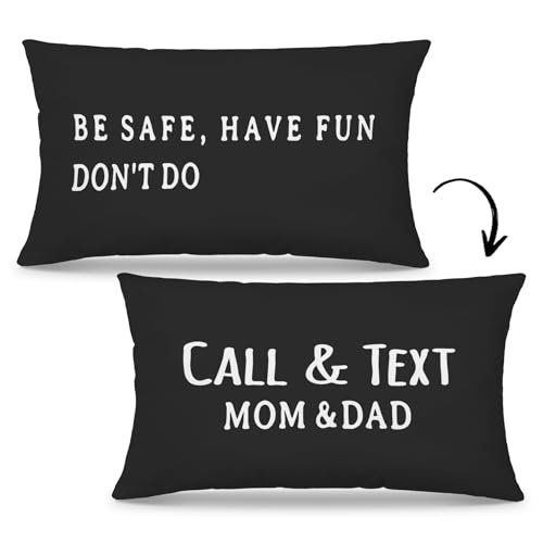 Mingnei Call Your Mom Pillow Cover Black 12x20 Funny Dorm Decor Gift