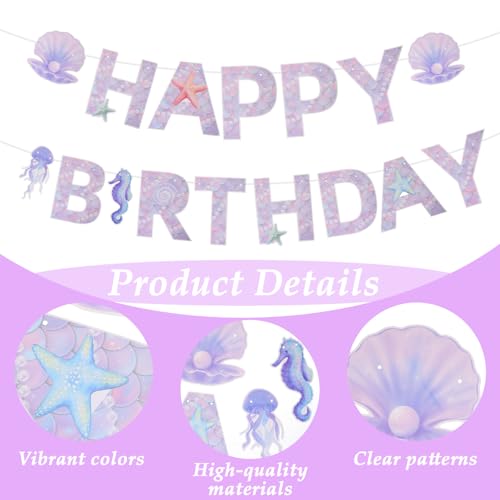 Mermaid Happy Birthday Banner | Under the Sea Party Decor