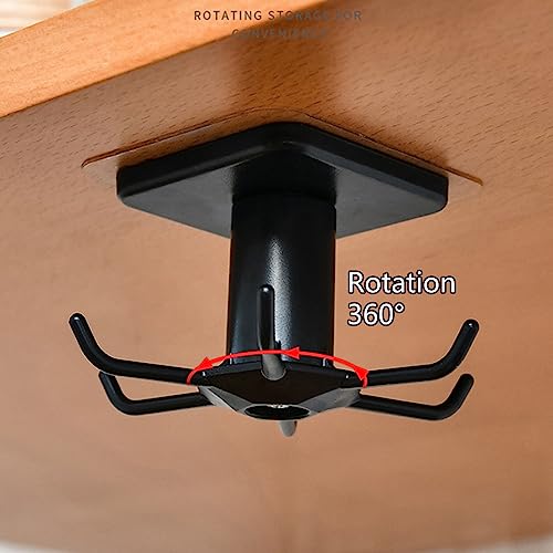 Black 360° Rotating Utility Hooks - Nail-Free Adhesive Kitchen Storage (2pcs)