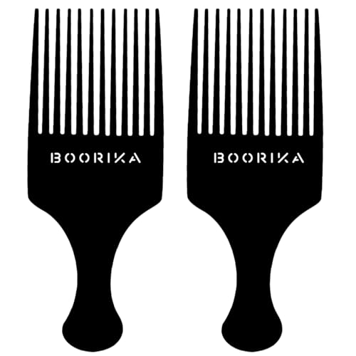Boorika Afro Hair Pick Comb 7.5 Inch Wide Tooth Detangling Pack of 2