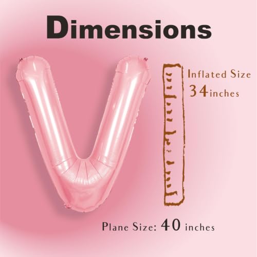 40 Inch Pink V Letter Balloon | Jumbo Foil Helium Party Decor