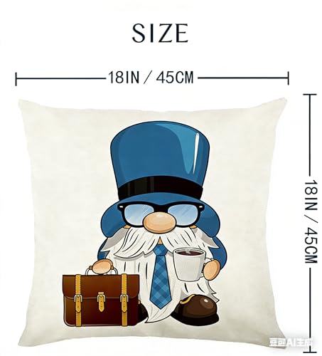 Karii Father's Day Pillow Covers Set of 4 - Navy Blue Gnome Decor