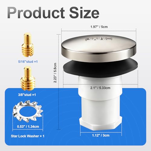 Foot Actuated Bathtub Drain Stopper with Thread Adapters