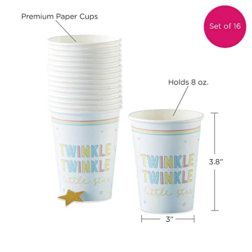 Twinkle Twinkle Baby Shower Paper Cups - 8 oz, Set of 16