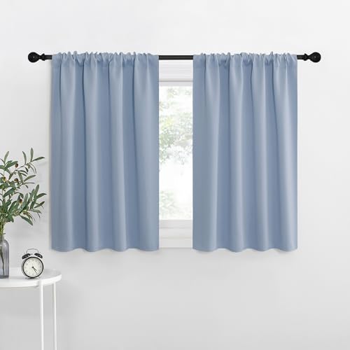 NICETOWN Vintage Blue Blackout Curtains for RV Windows, 29" x 20" (Pack of 2)