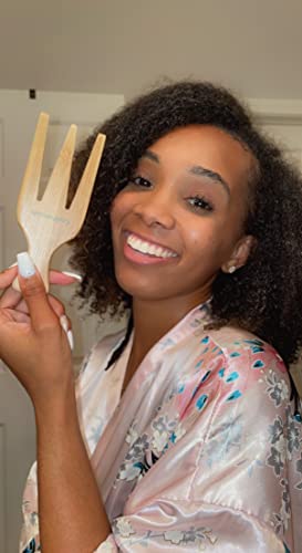 GranNaturals Wooden Parting Comb & Three-Prong Afro Pick for Curly Hair