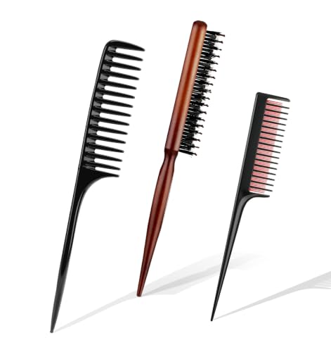3-Piece Professional Hair Teasing Comb Set for Volume Boost and Backcombing