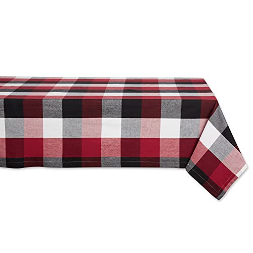 DII Tri-Color Check Collection 100% Cotton Tabletop, Tablecloth, 60x120, Cardinal Red