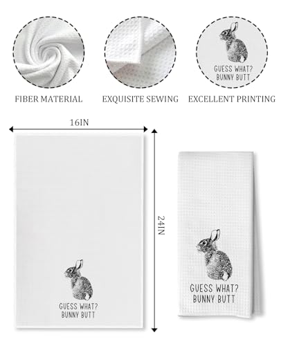 Guess What? Bunny Rabbit Butt Kitchen Towel, 16x24 Waffle Weave Microfiber
