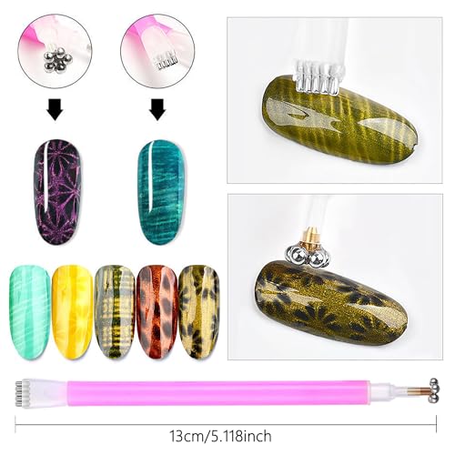 8-Piece Cat Eye Nail Magnet Kit - Magnetic Sticks & Design Tools for Gel Polish