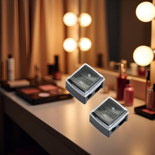 ZLmoue 2-Pack Dual Hole Makeup Pencil Sharpener for Eyeliner & Eyebrow Pencils