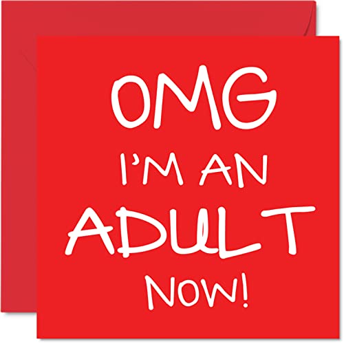 Funny 18th Birthday Card - OMG I'm an Adult Now | Humor for Him/Her