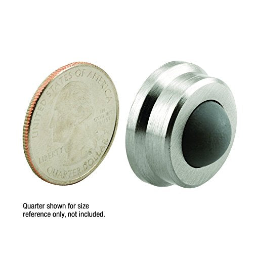 Brushed Chrome Wall Stop with Convex Bumper - Cast Brass, Single Pack